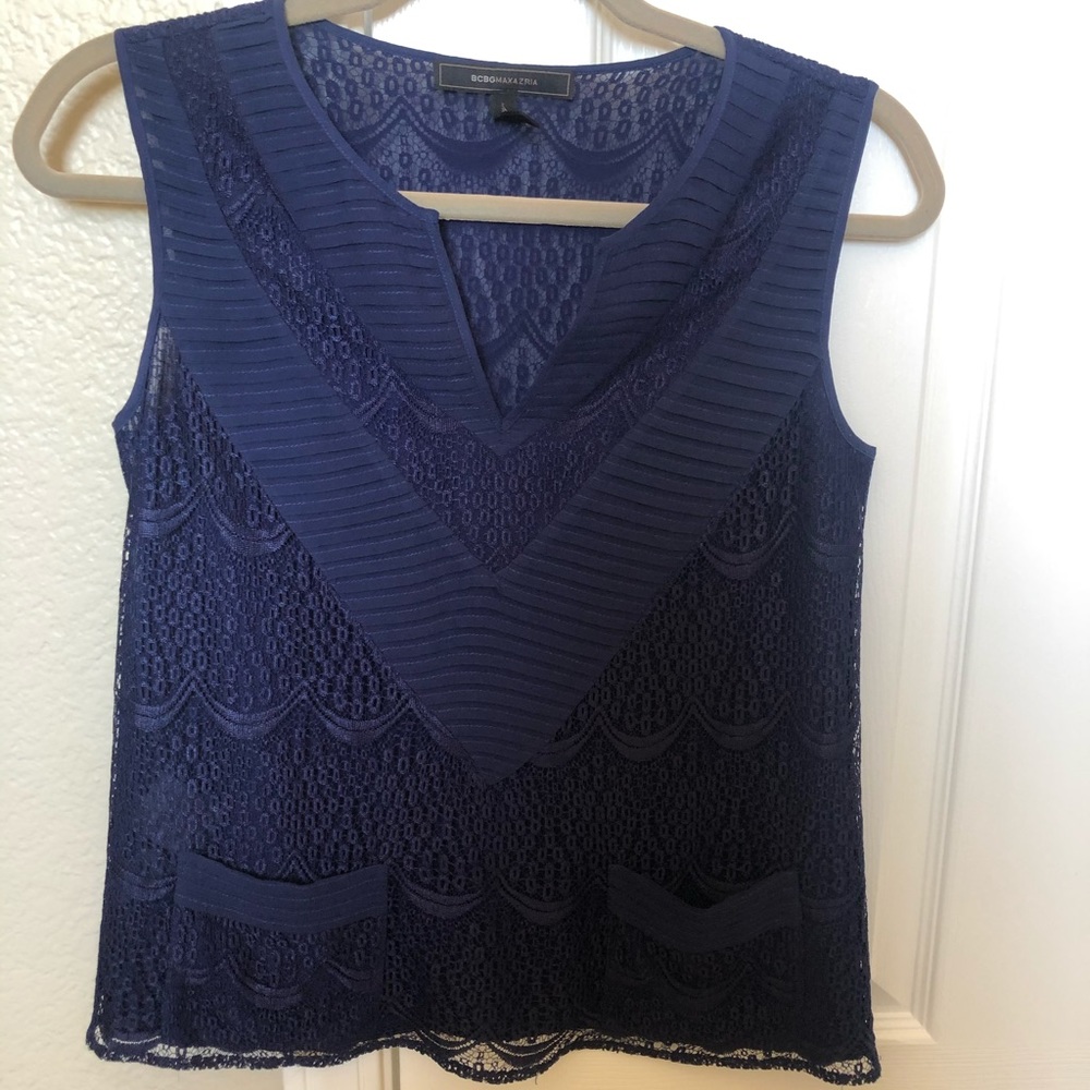 BCBG Navy Lace Top